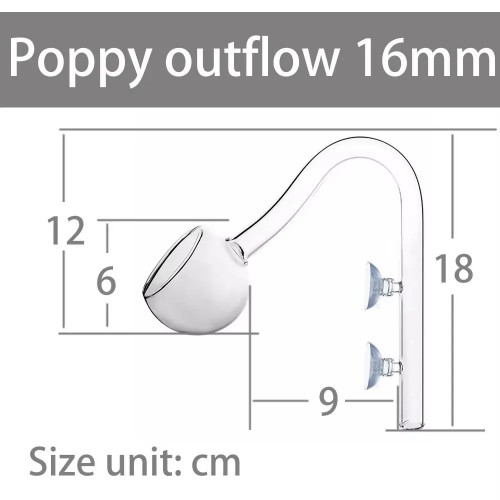 Aquapro Poppy Glass Pipe 16mm Dış Filtre Cam Emiş Basış